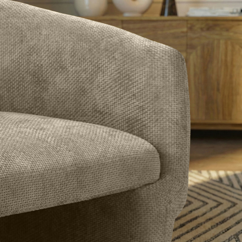 Méridienne moderne avec profil arrondi et tissu chenille Yonkers, Brun fossile