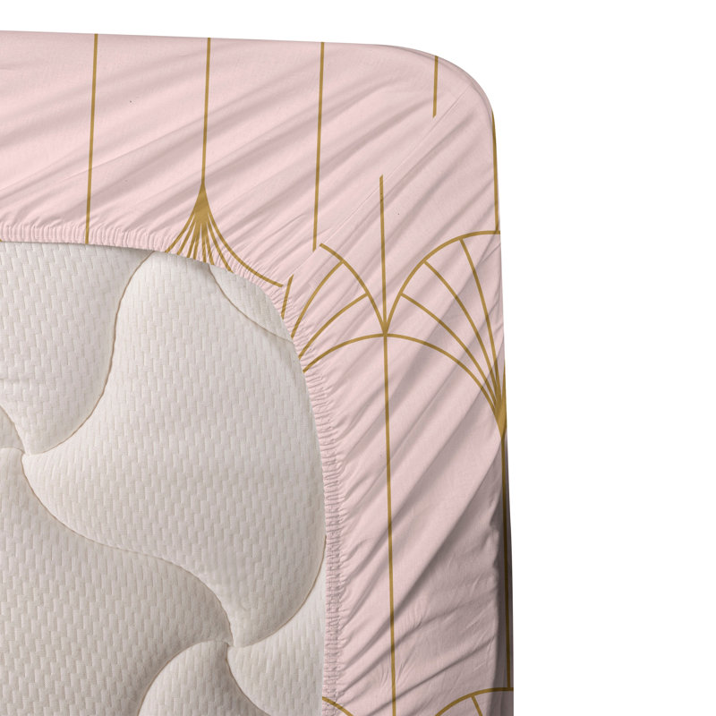 Microfiber Sheet Set, Twin XL Sheet Set with 1 Pillowcase, Light Blush/Sand Brown Geometric