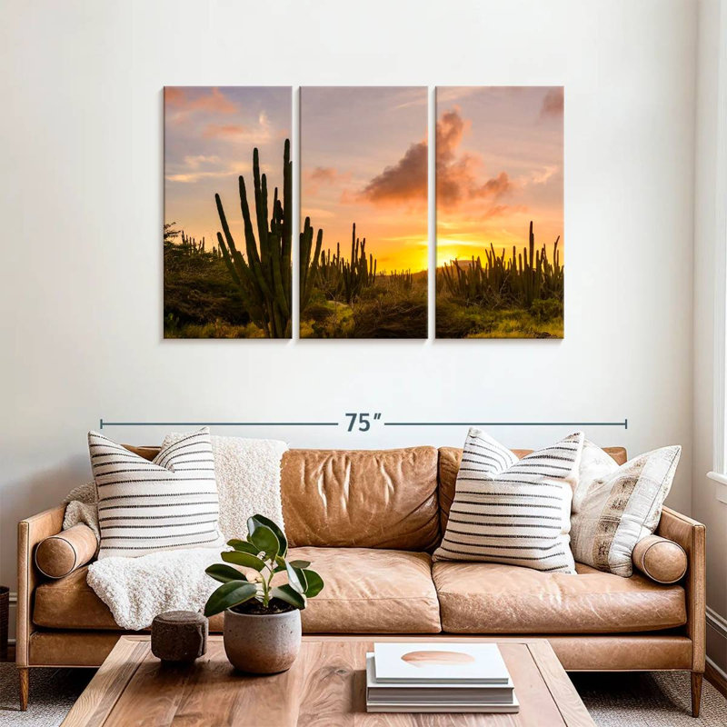 Harnek cactus coucher de soleil, H 36 po x l 57 po