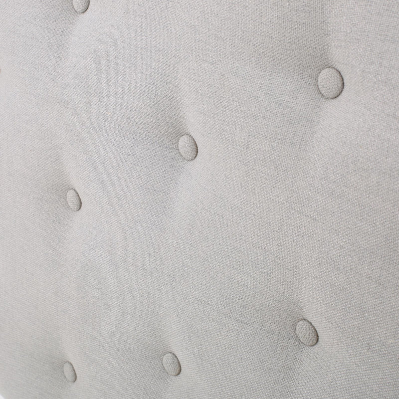 Button tufted design upholstered twin size headboard with nailhead trim, Light Gray