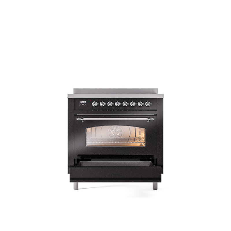 ILVE Nostalgie II 36 in Induction Range, Glossy Black/Chrome
