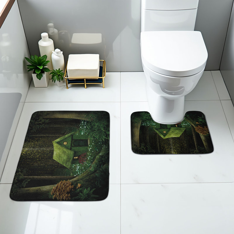  Ensemble de tapis de salle de bain vert 2 pièces