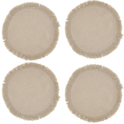 Refined Rustic Collection Linen No Pattern Round Placemat