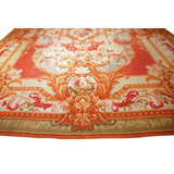 Antique Aubusson French Large Wool Flat Weave Rug