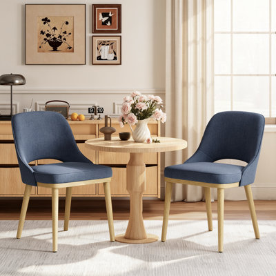 Chenille Upholstered Dining Chair With Solid Wood Legs