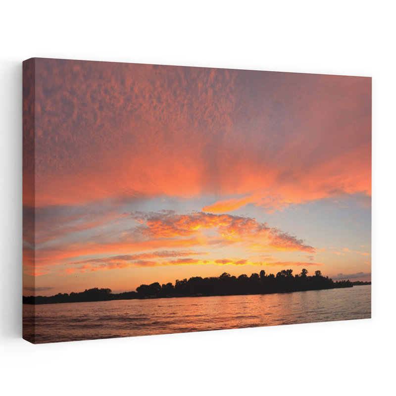 Coucher de soleil sur un lac, lac Minnetonka, Minnesota, États-Unis, paysage contemporain abstrait, art, H 32 po x l 48 po