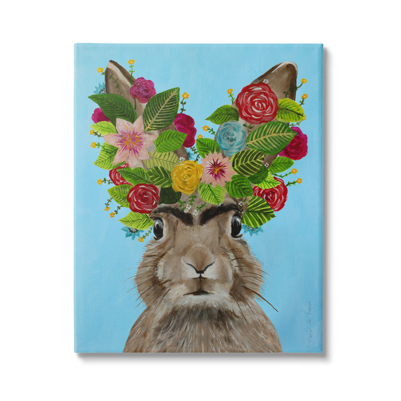 «Brown Bunny Rabbit Ears» par Coco de Paris - Peinture, Toile tendue, H 20 po x l 16 po x P 1,5 po