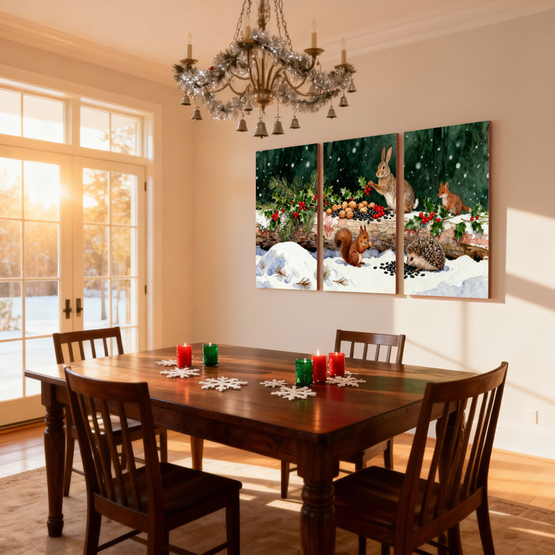 Ensemble de 3 reproductions d'art sur toile de Noël, H 24 po x l 48 po