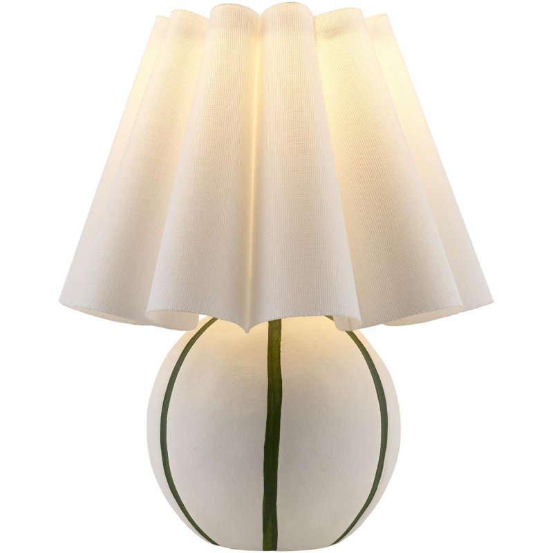 Lampe de table Caistance Kval, Crème/vert
