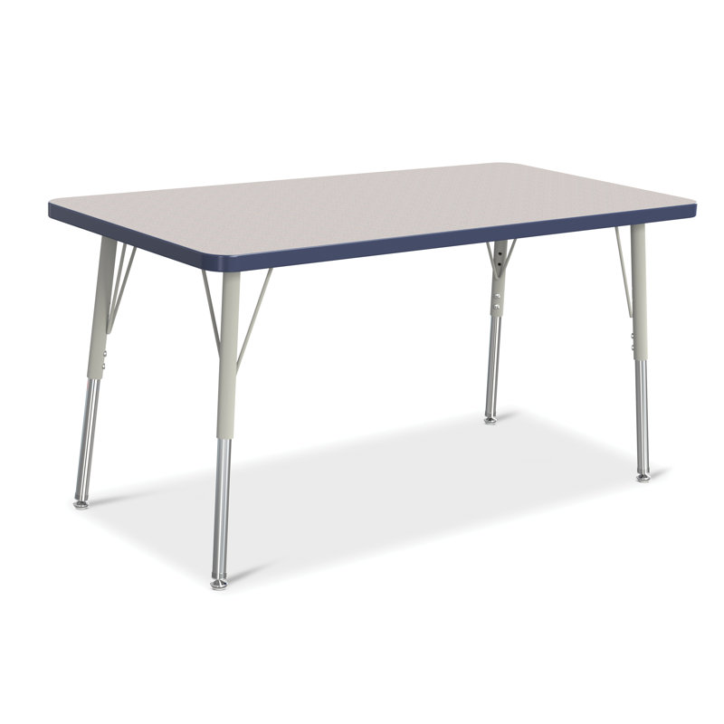 Berries Rectangle Activity Table, Standard Leg Adult 24"- 31", Gray/Navy, 48" L x 30" W