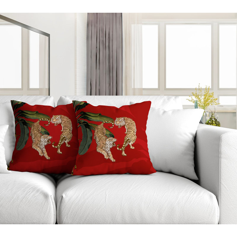 Housse et insert de coussin carré intérieur / extérieur , L 17 po x H 17 po, Rouge