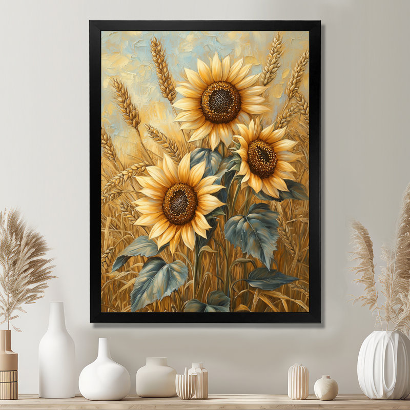 Dreven - Floral Canvas Wall Art, H 44 po x l 34 po, Noir, noir, noir, noir, Reproduction encadrée d'une seule photo