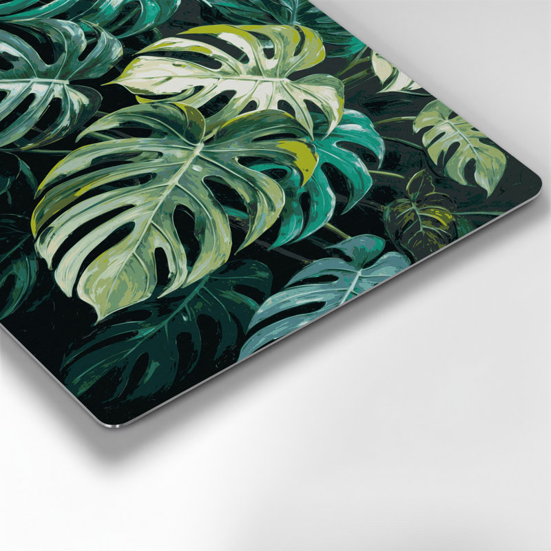 Art mural botanique en métal bleu Monstera Deliciosa, H 16 po x l 20 po