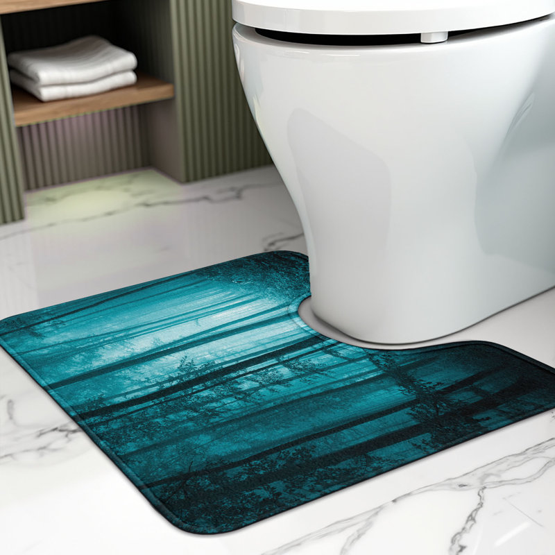  Teal Toilet Mat U-Shape Bathroom Rug 20" x 16" Teal