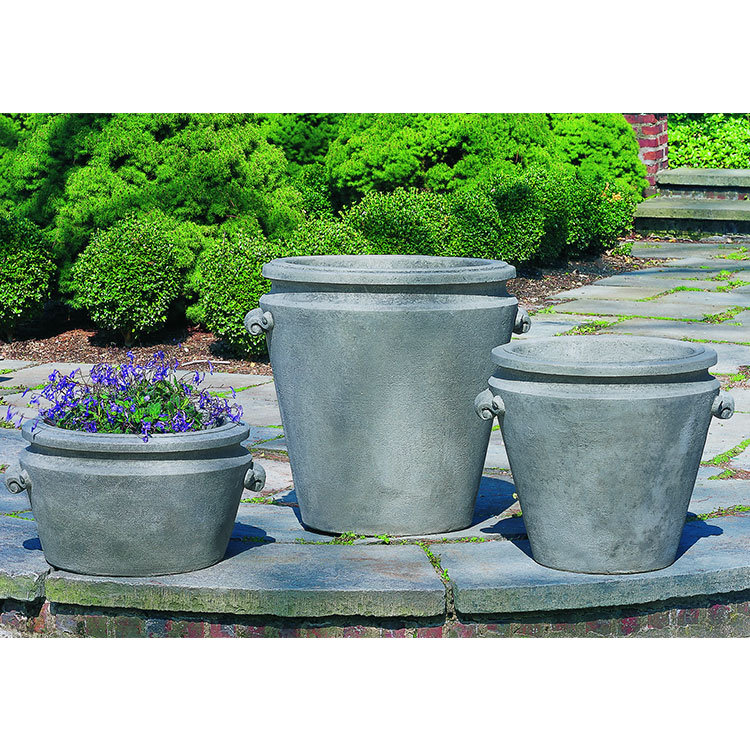 Scroll Handle Handmade Planter, Graystone, 19" H x 22" W x 20" D