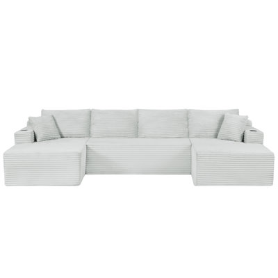 Ensemble de canapé modulaire compressible en forme de U, canapé modulaire de style minimaliste, canapé en tissu de velours côtelé pour le salon