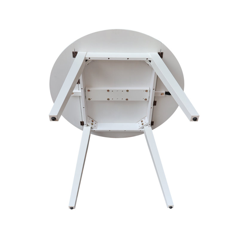 Franklinville Extendable Round Solid Wood Dining Table, White