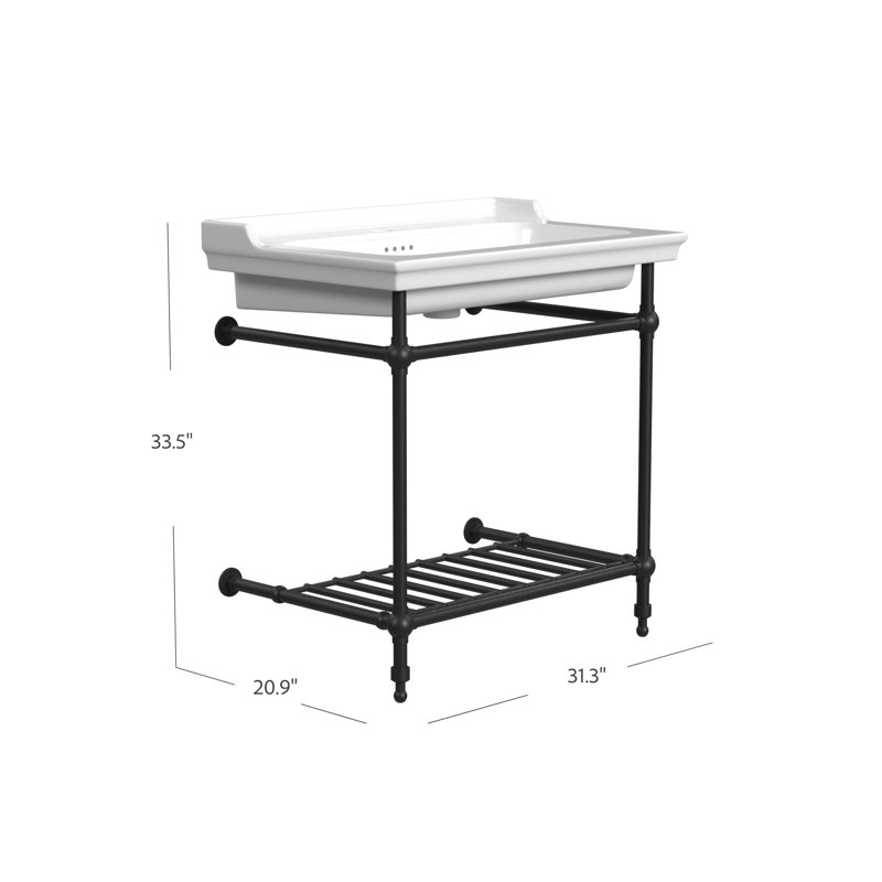 Lavabo de salle de bain console Fireclay, Simple, Noir mat