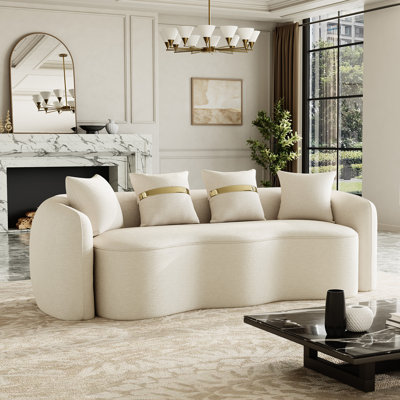 95.2W Chenille Curved Sofa - No Assembly Required Couch for Living Room