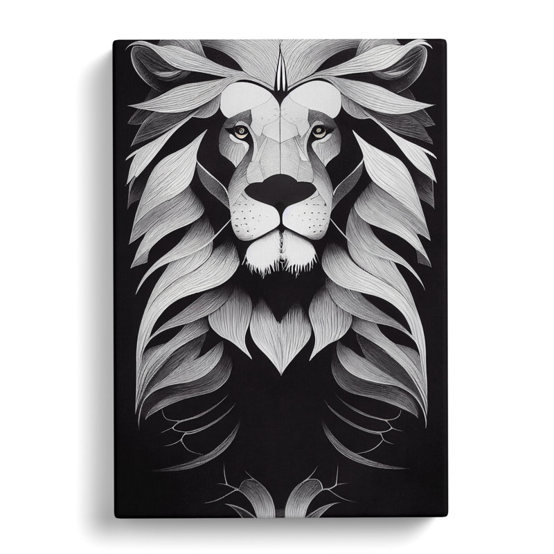 CAN-V0523-1409X Lion Monochrome Vol.3 - Wrapped Canvas Print, 50cm H x 35cm W x 3cm D