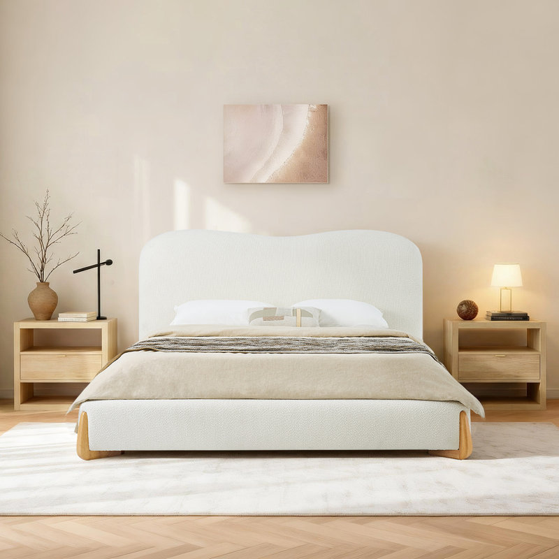 Ensemble de chambre à coucher moderne 3 pièces Hanieh, Naturel, Double
