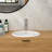 17"X15.5" White Semi-Recessed Ceramic Bathroom Sink - Countertop Vessel Design