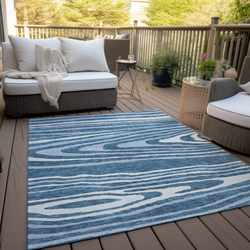 Aquaisha Abstract Indoor / Outdoor Rug, Rectangle 10' x 14'