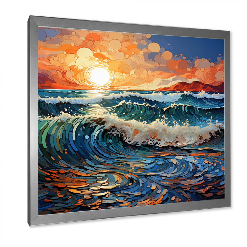 Beach Photo Sunlit Waves XI - Nautical & Beach Canvas Art Print, H 16 po x l 16 po x P 1 po, Cadre simple argenté
