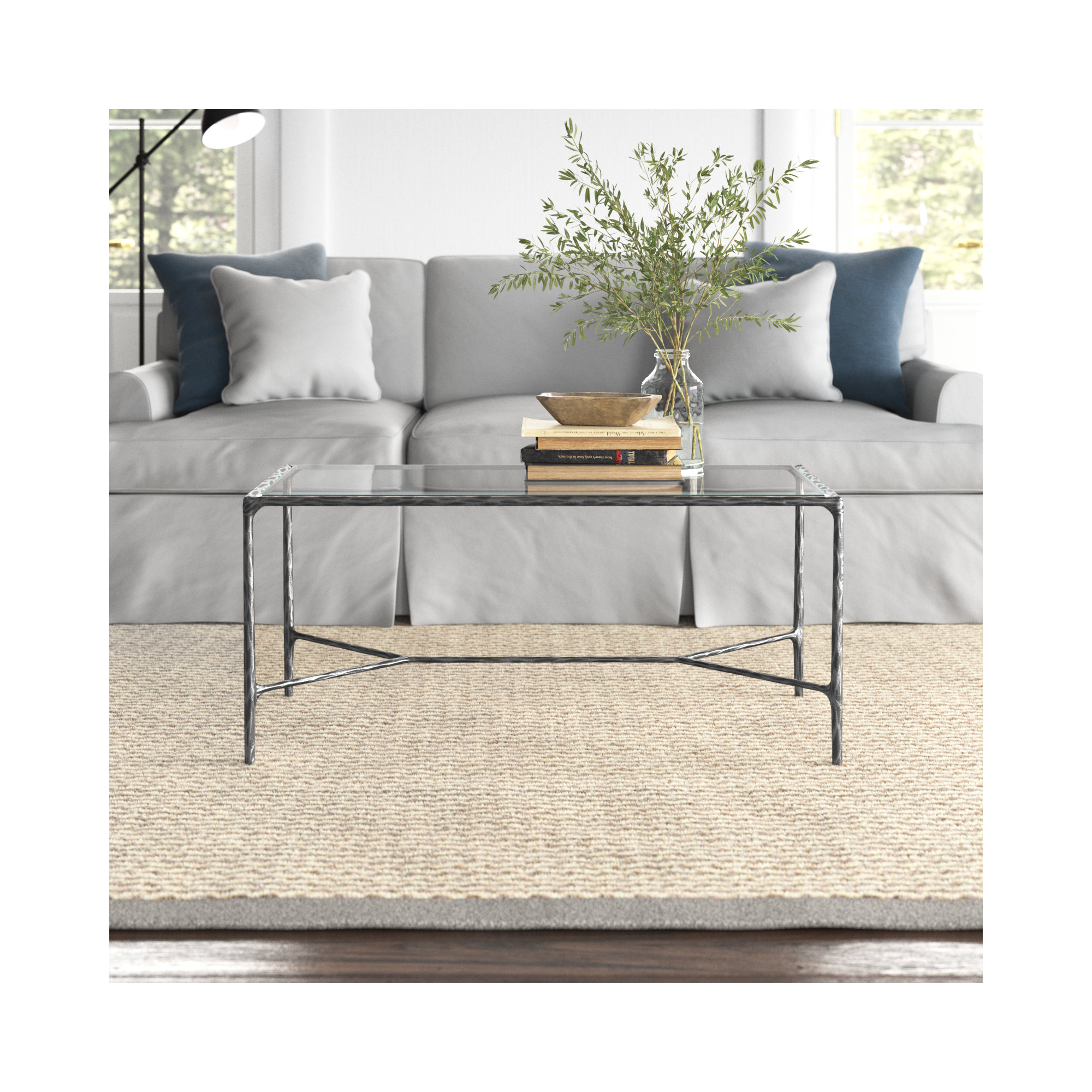 Evelynn Coffee Table, Silver, Clear
