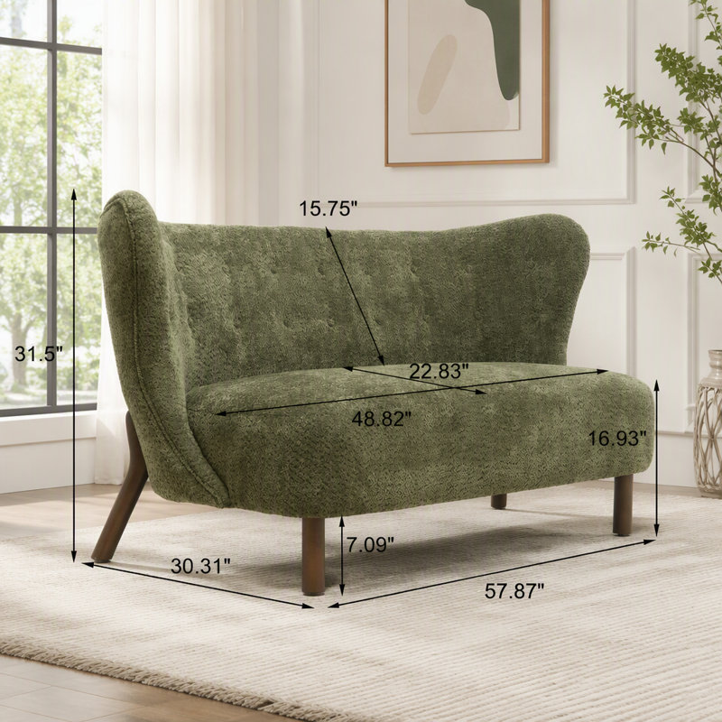 Causeuse Nordic, Olive Green Fabric