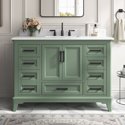 Rawsonville 48'' Free Standing Single Bathroom Vanity with Quartz Top