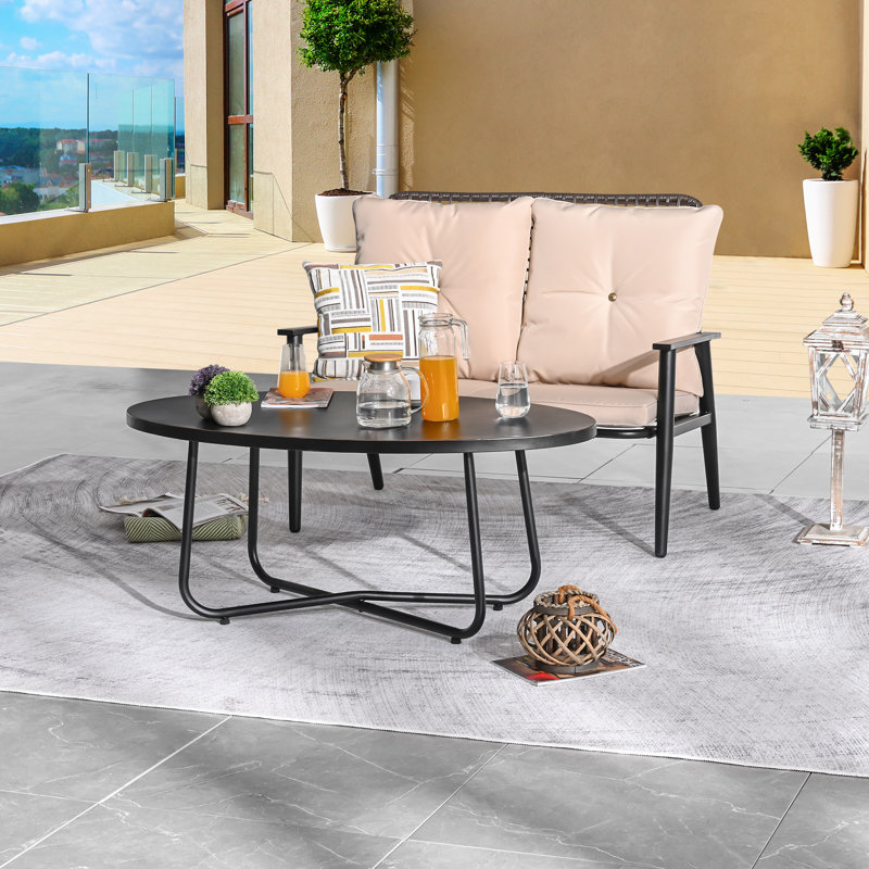 Einy 2 - Person Patio Conversation Set with Cushions, Beige
