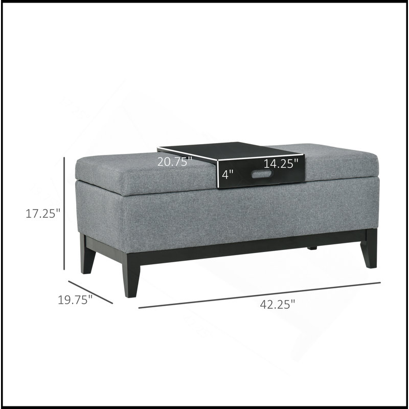 Versatile Rectangular Ottoman Bench With Removable Tray And Spacious Storage