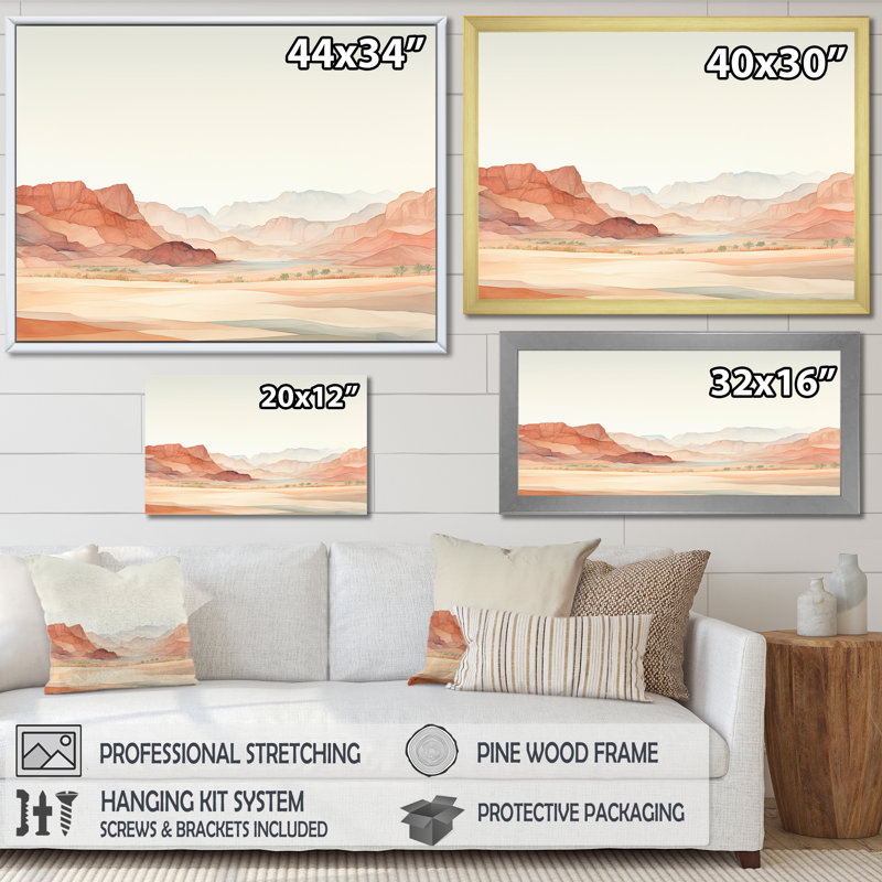 «Minimalisme Canyon View I - Canyon», art mural, H 30 po x l 40 po x P 1,5 po, Cadre blanc