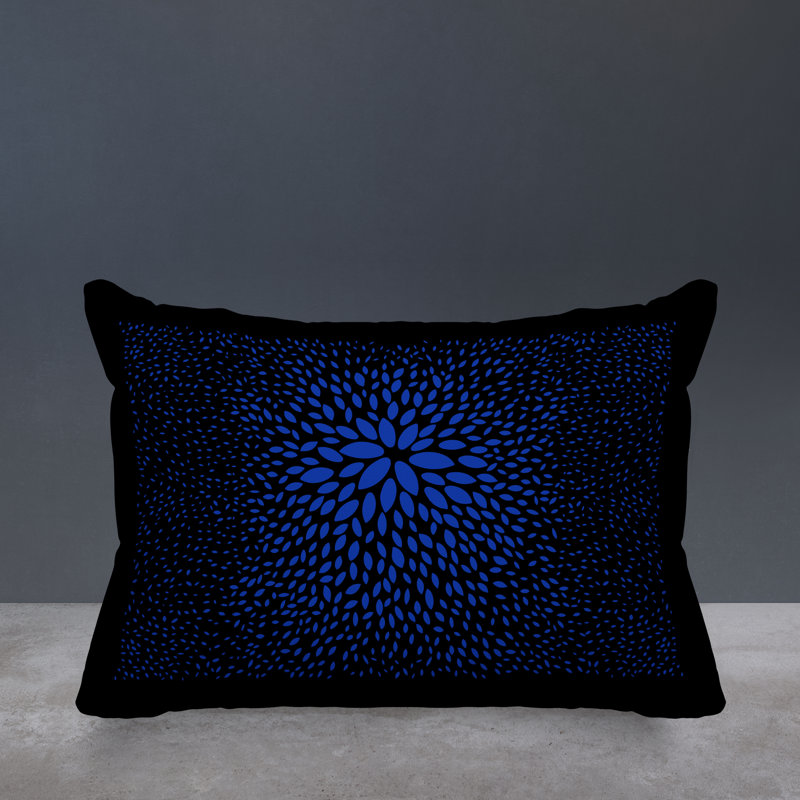 Housse et insert de coussin rectangulaire intérieur / extérieur en polyester filé Bavière, Bleu marine/noir