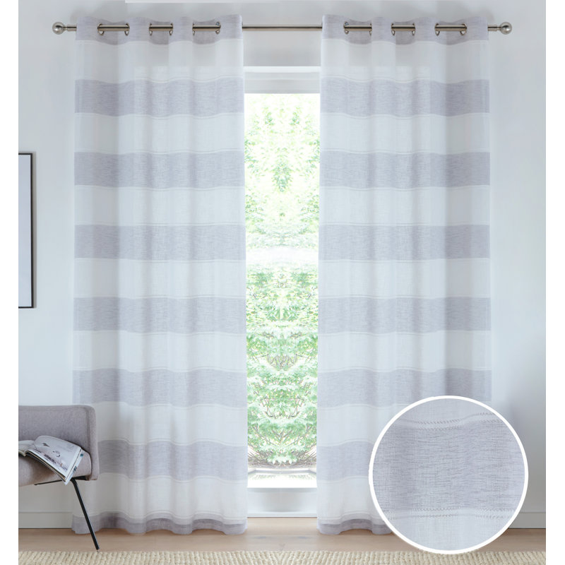 Reviel Sheer Curtain Pair, Grey, 140cm Width x 229cm Drop