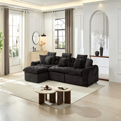 Canapé modulaire moelleux en laine d'agneau de 129,8 po, canapé d'angle surdimensionné en forme de L surdimensionné, grand canapé moelleux et moelleux avec coussins décoratifs pour le salon