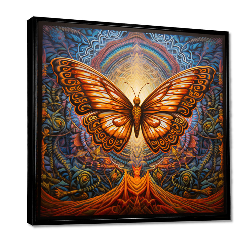 Divine métamorphose - impression d'art mural papillon, Toile avec cadre noir, H 16 po x l 16 po x P 1 po