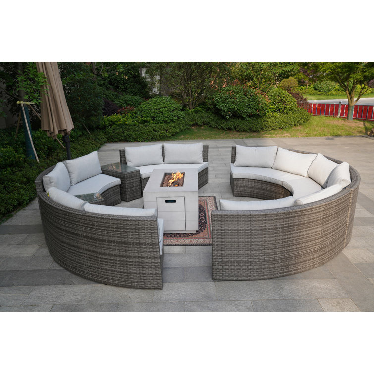 Blanche Wicker/Rattan 12- Person Seating Group With Cushions