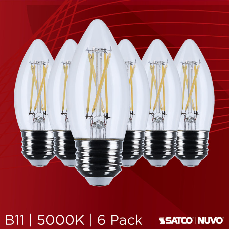  B11 DEL à culot moyen transparent CCT 120 volts, 350 lumens, 4W, 5000 kelvins