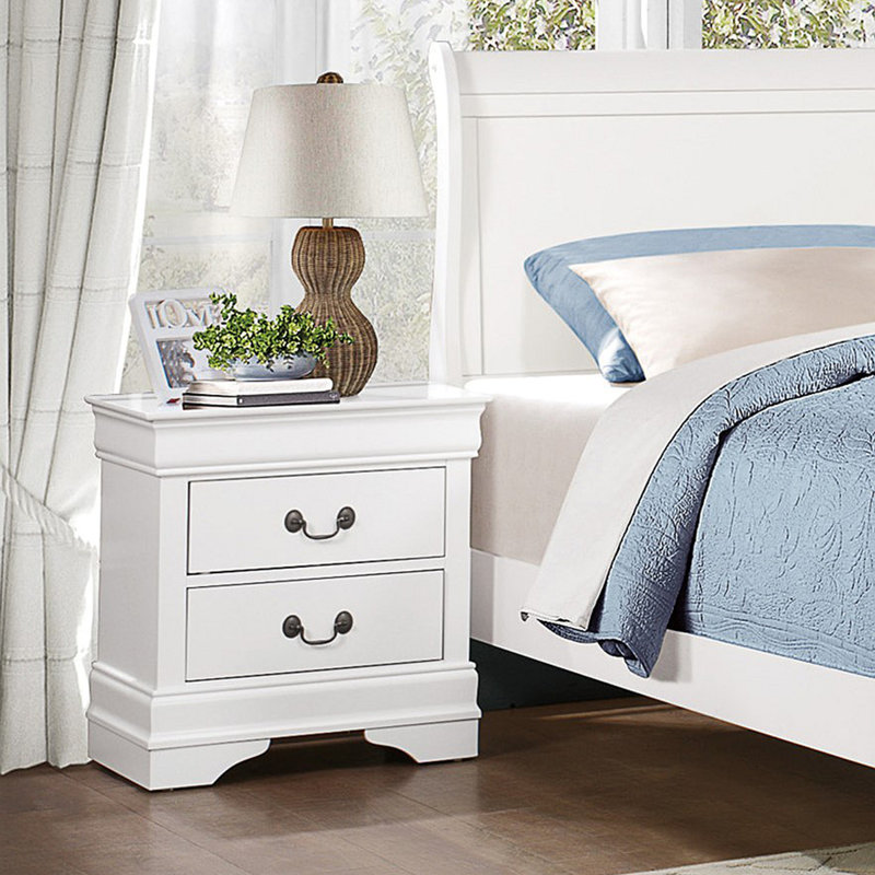 Table de chevet à conception traditionnelle 1Pc, Blanc