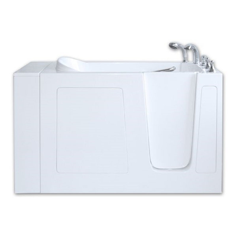 52'' x 30'' Soaking Fiberglass Bathtub with Faucet, Right, White