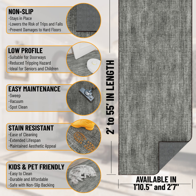 Kaira Soft Non-Slip Indoor Rug, Runner 2'7" x 11'
