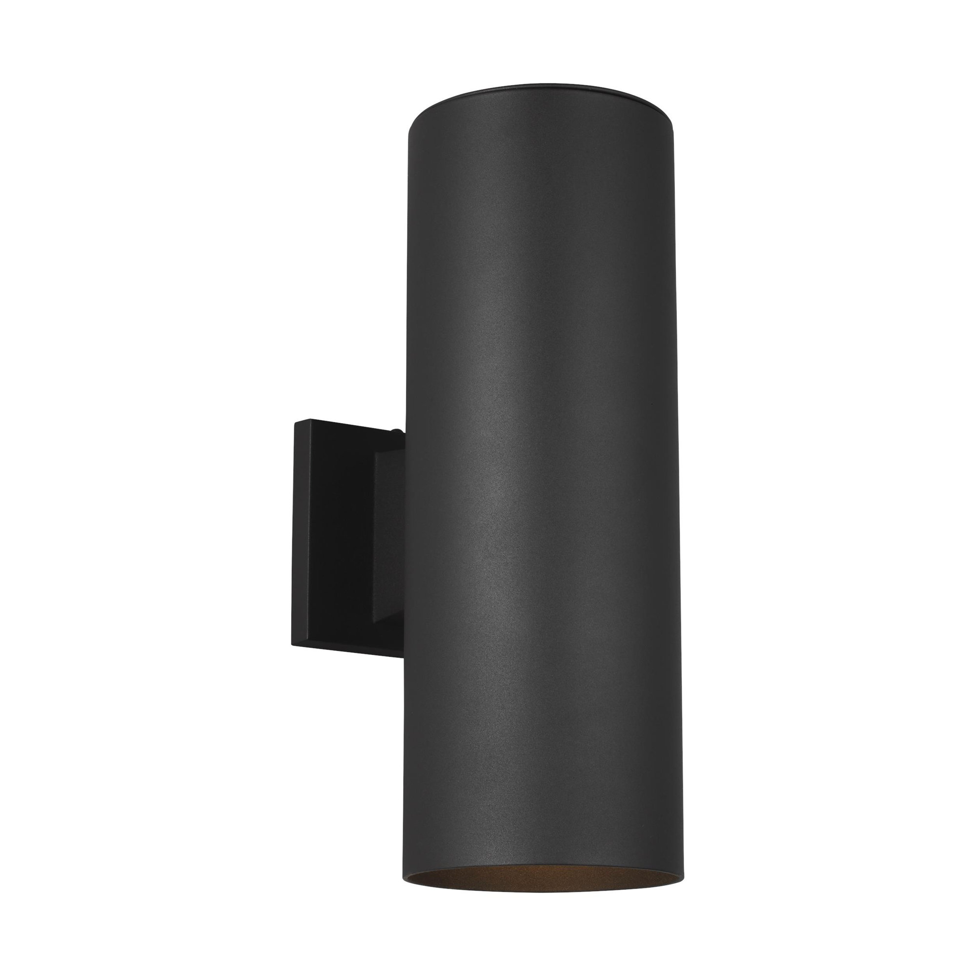 Dylan 2 Light Cylinder Outdoor Aluminum Wall Light, No, 14.25" H x 5.12" W x 5.12" D, Black