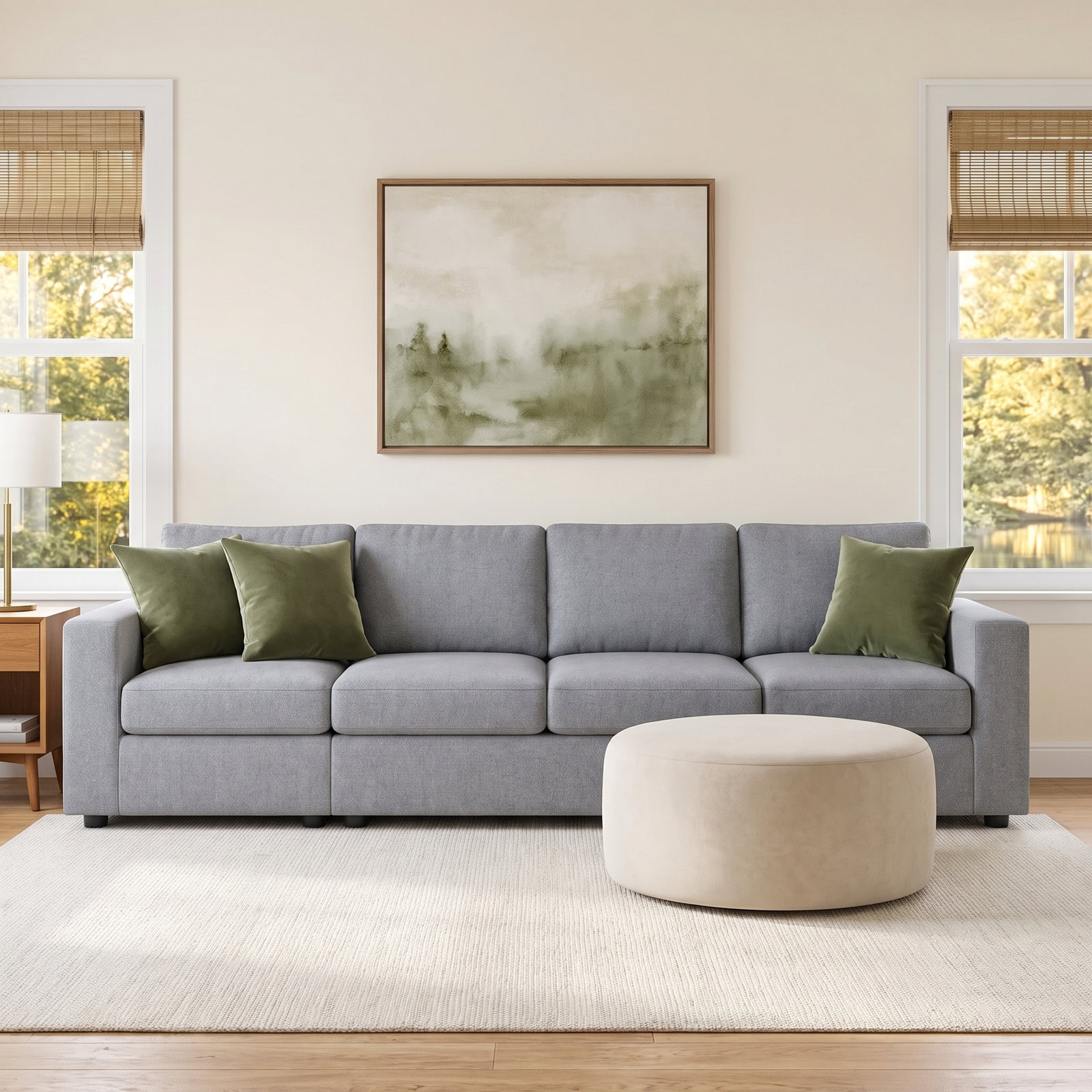 Chesham Modular Sofa, 36" H x 140" W x 32" D, 4, Gray