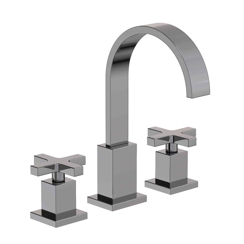 Secant Widespread Bathroom Faucet with Drain Assembly, Midnight Chrome
