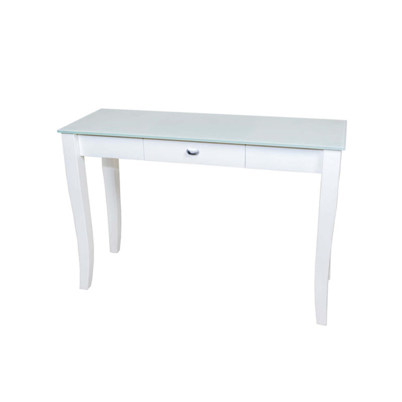 Bouleaux 110cm Glass Top Console Table, White