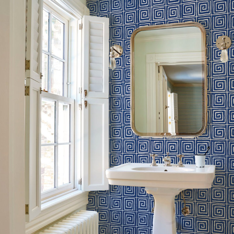 Schumacher x Cristina Buckley Trousdale Wallpaper, Midnight Blue