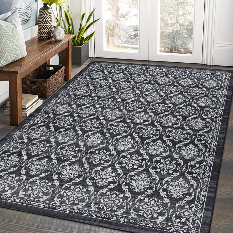 Washable Floral Indoor Rug