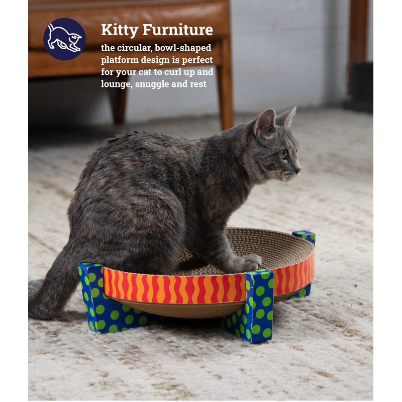 Colorful Corrugated Cardboard Cat Scratcher with Catnip